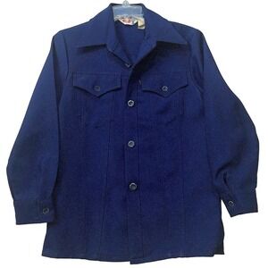 Levi's Vintage Western Blue Textured‎ Polyester Jacket Made in USA, Mens Small
